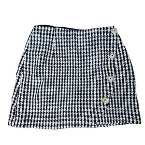 Maeve by Anthropologie Skirt Womens Size 2 Houndstooth Black & White Mini